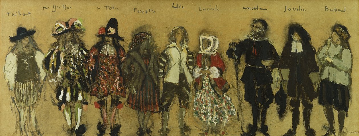 Studio per costumi per nove attori in "La Coupe Enchantee" di Jean de la Fontaine da Edouard Vuillard