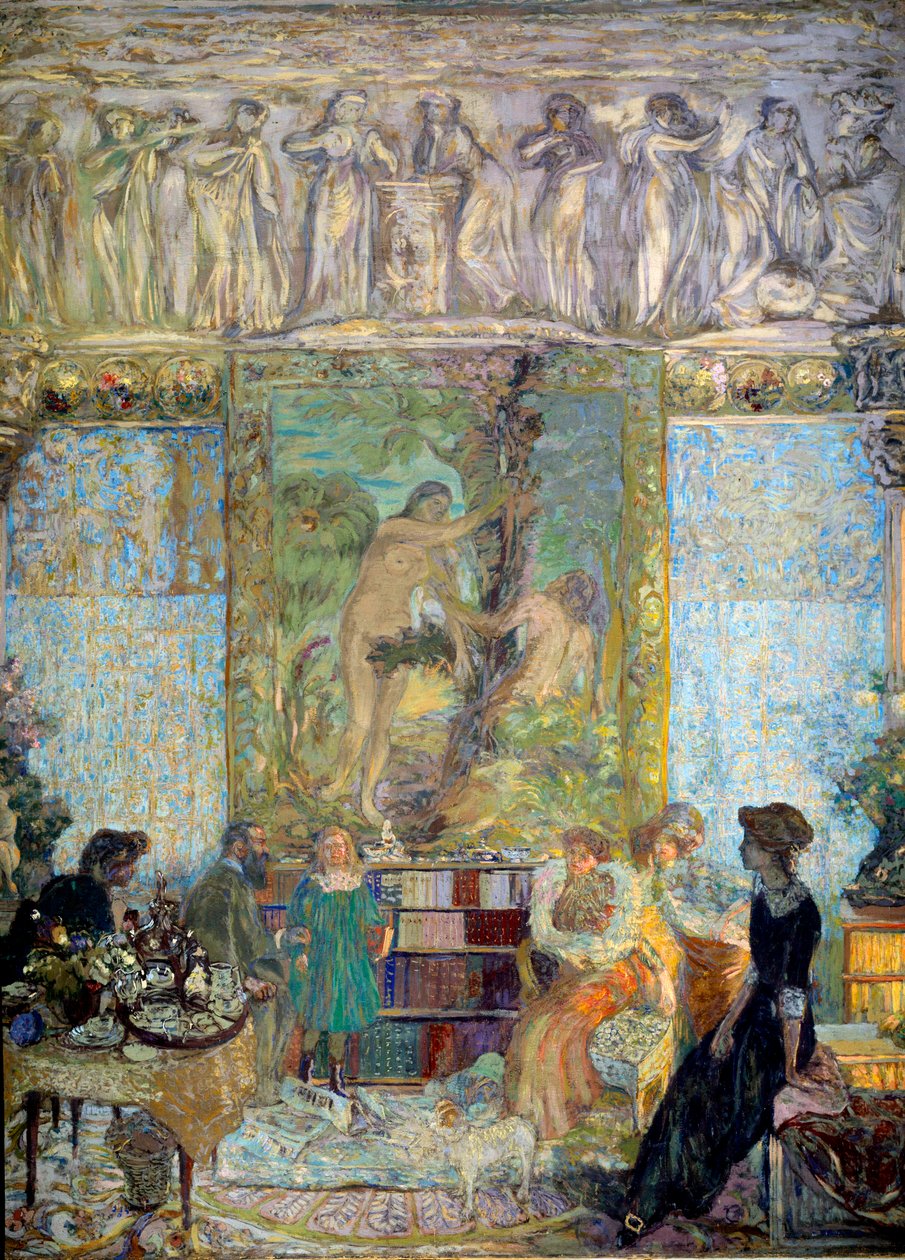 La Biblioteca. In primo piano, Margherita Caetani, Principessa di Bassiano da Edouard Vuillard