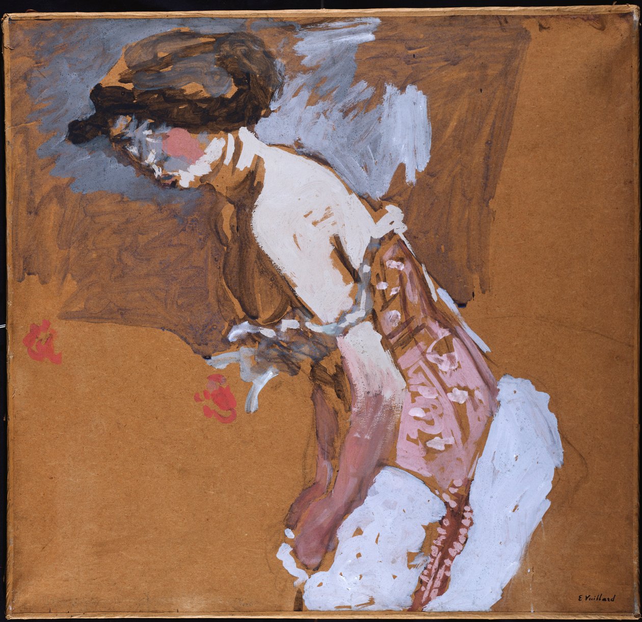 Donna in corsetto rosso da Edouard Vuillard