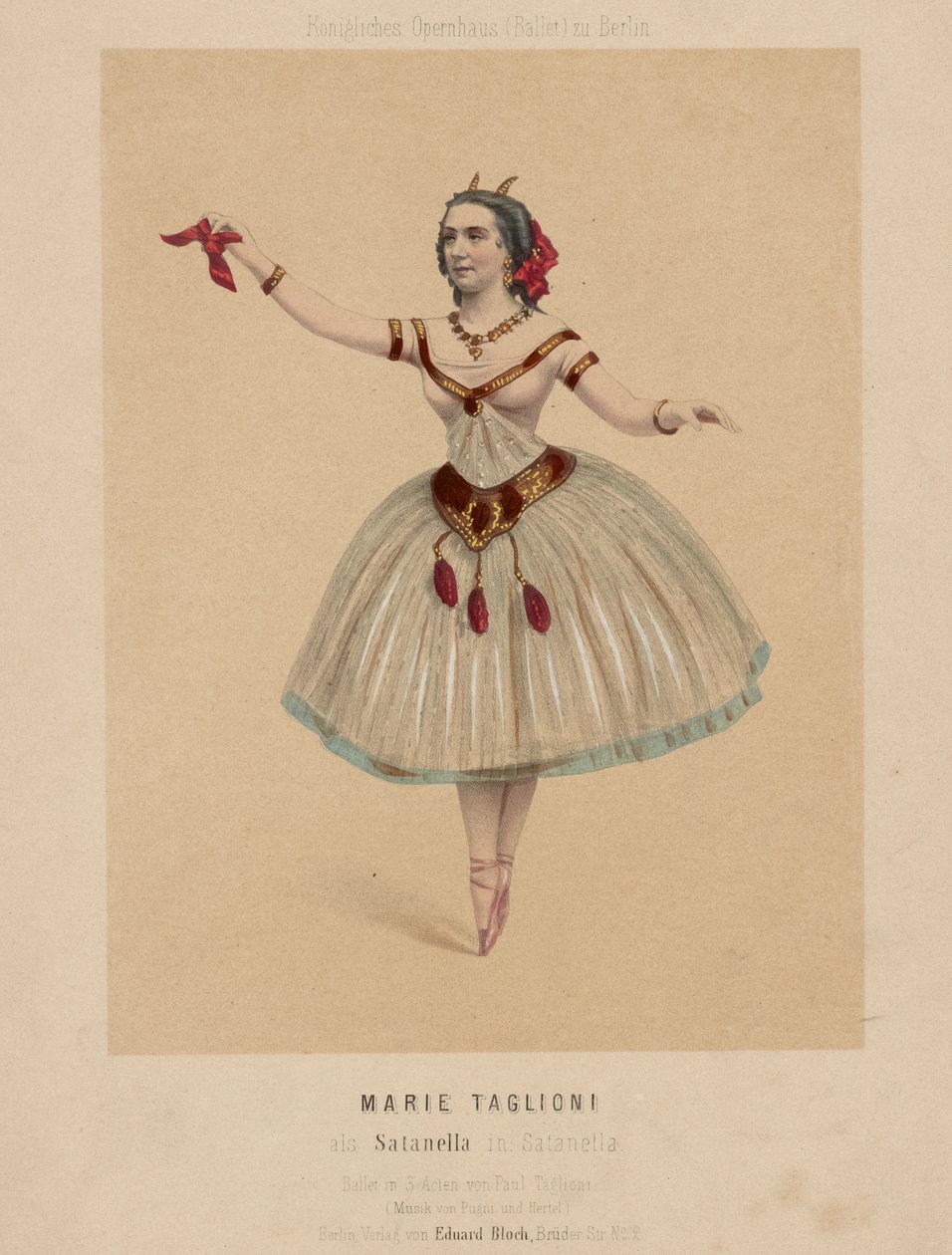 Marie Taglioni in Satanella, un balletto in 3 atti coreografato da Paul Taglioni, con musica composta da Pugni e Hertel da Eduard Bloch