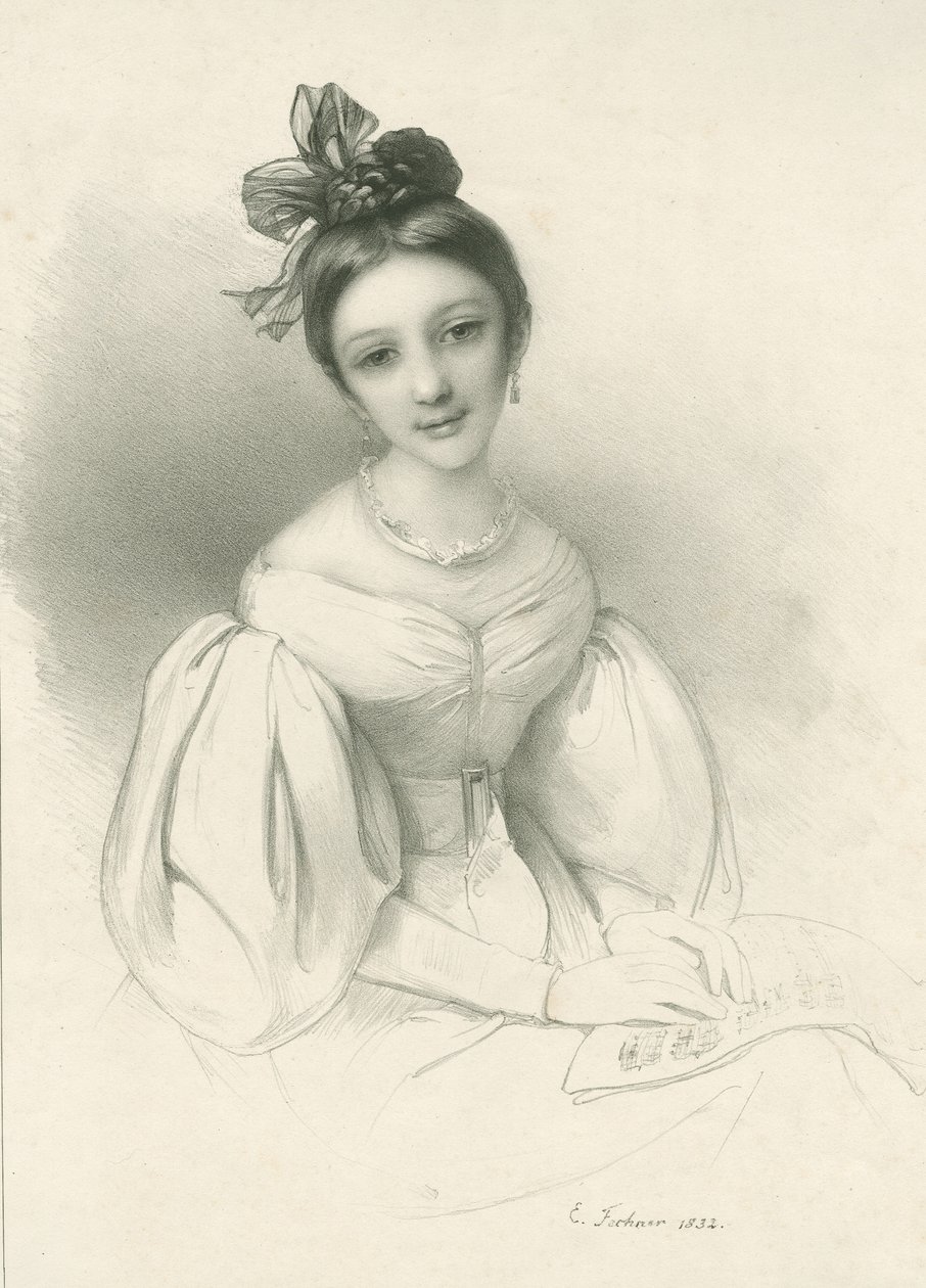 Ritratto di Clara Wieck-Schumann 1819-1896, 1832 da Eduard Clemens Fechner