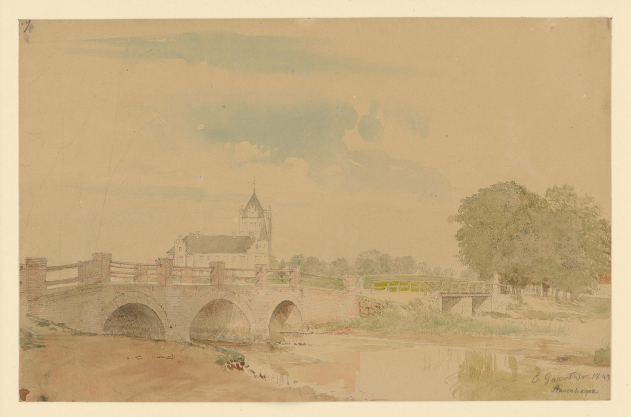 Veduta della chiesa e dei ponti di Stavenhagen da Eduard Gaertner