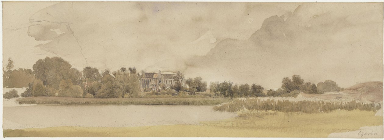 Il lago Amtssee e il monastero di Chorin da Eduard Gaertner