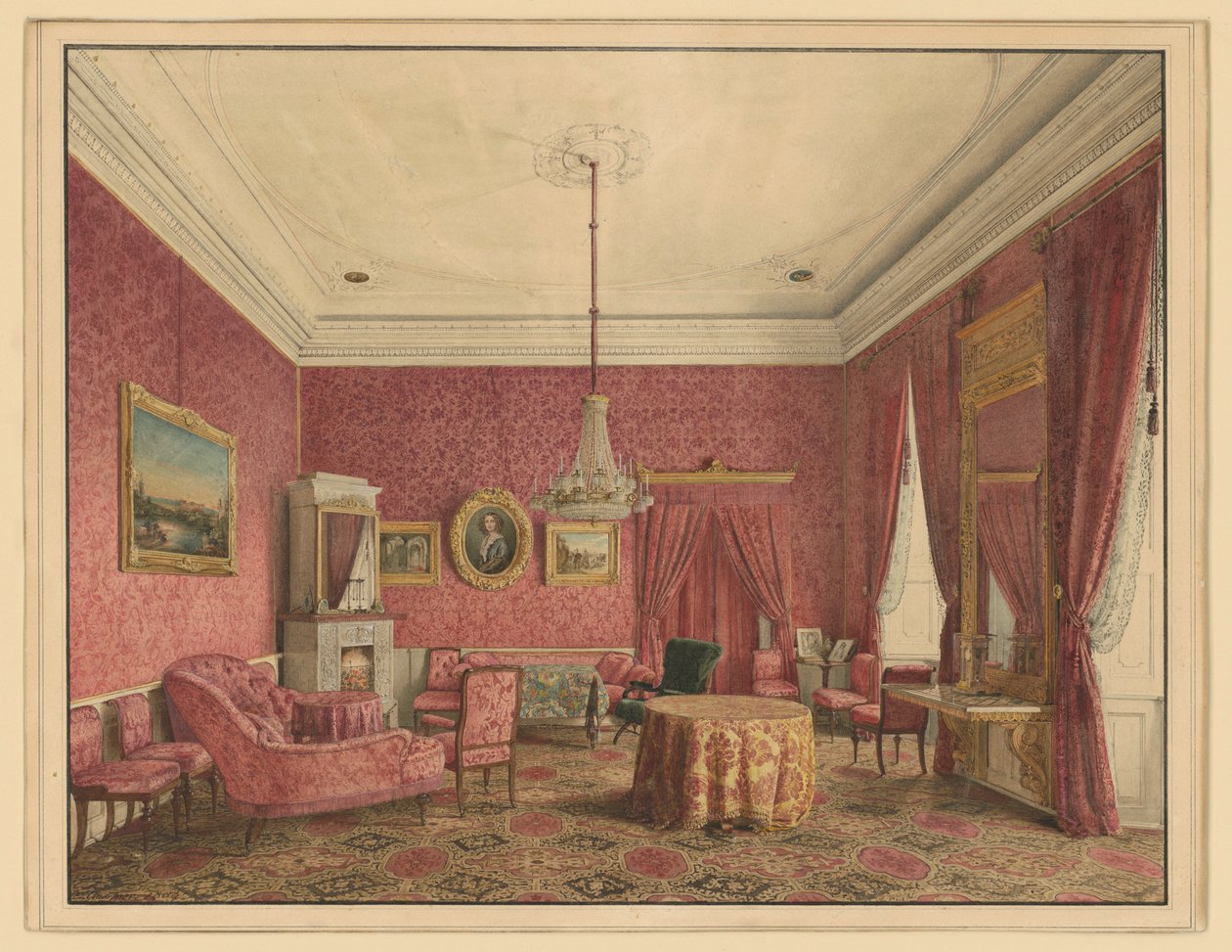 Il salone del conte Moritz von Putbus da Eduard Gaertner