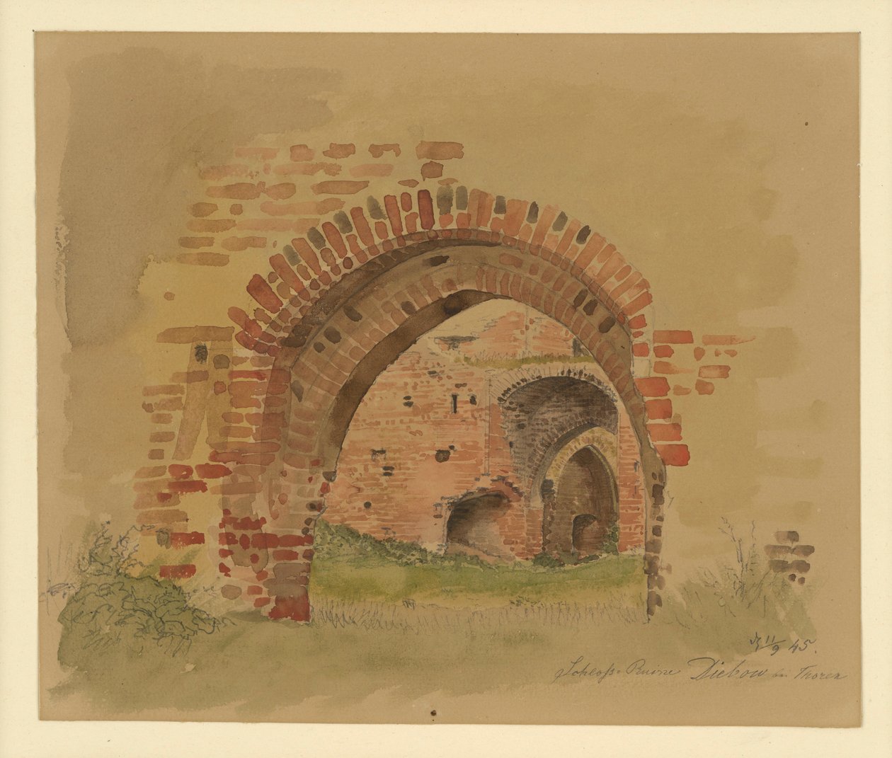 Rovine del castello di Diebow presso Thorn da Eduard Gaertner