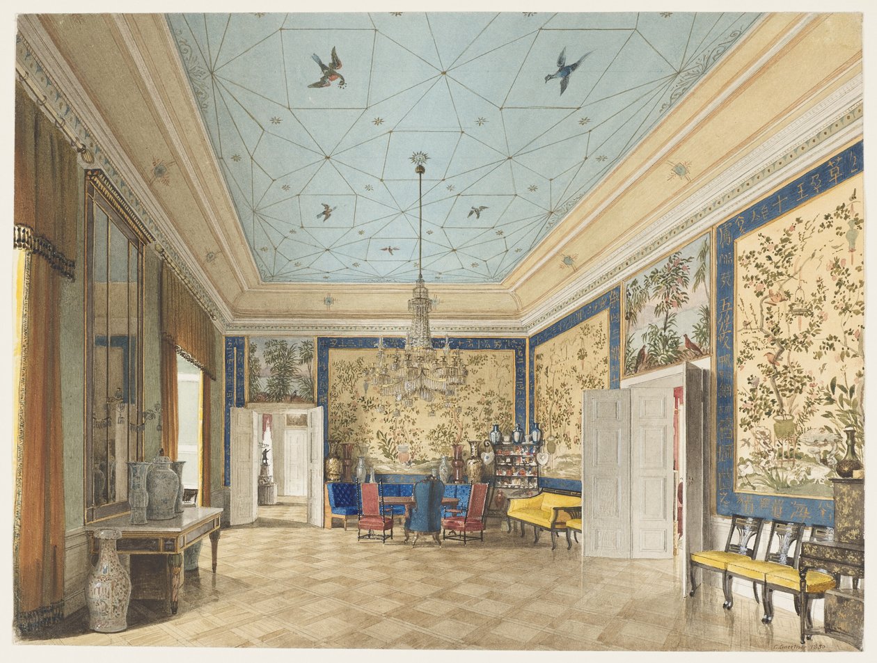 La sala cinese nel Palazzo Reale, Berlino da Eduard Gaertner