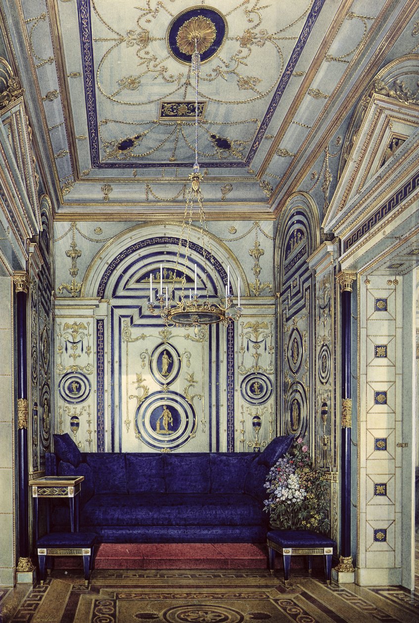Lo Studio Blu nel Gran Palazzo a Tsarkoye Selo, prima del 1840 da Eduard Hau