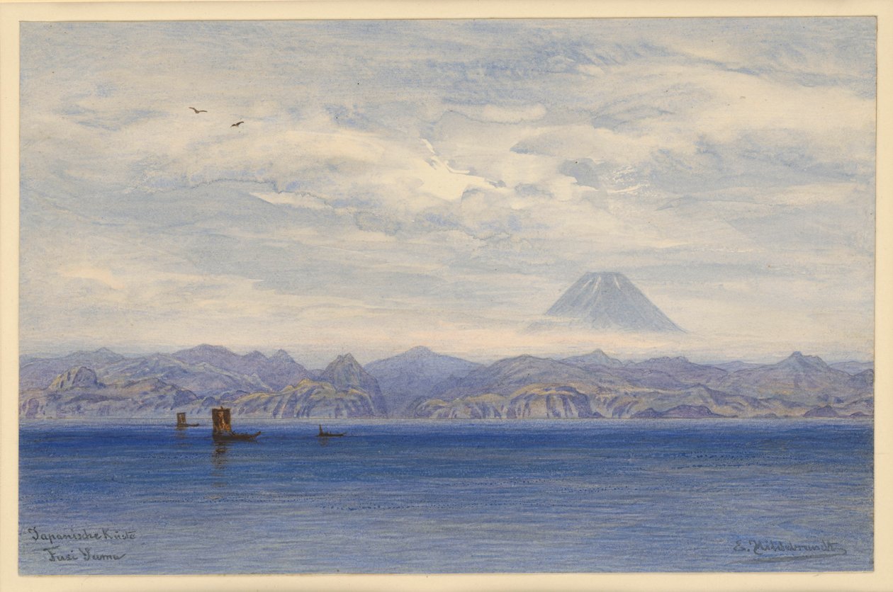 Costa giapponese con il monte Fuji da Eduard Hildebrandt