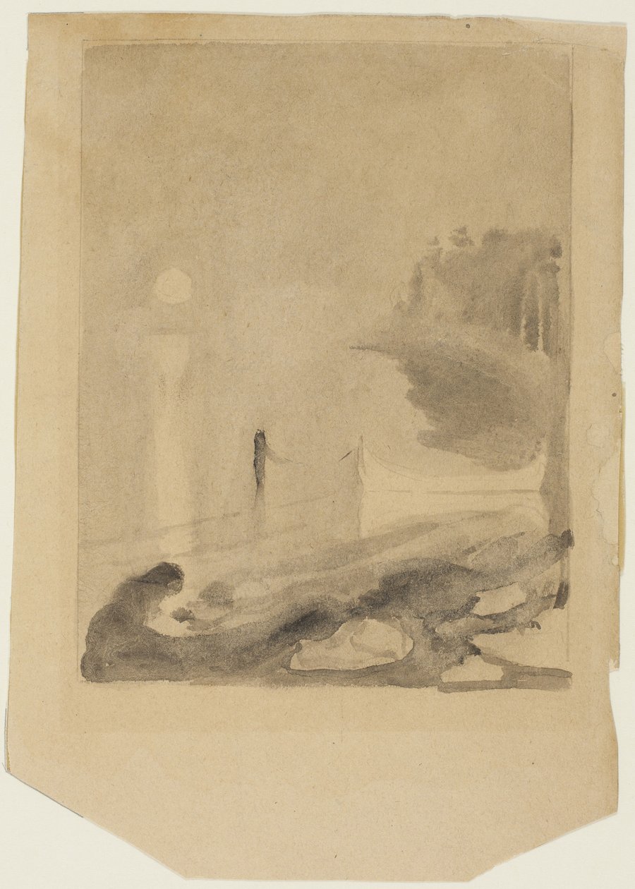 Una barca legata a un molo da Edvard Munch