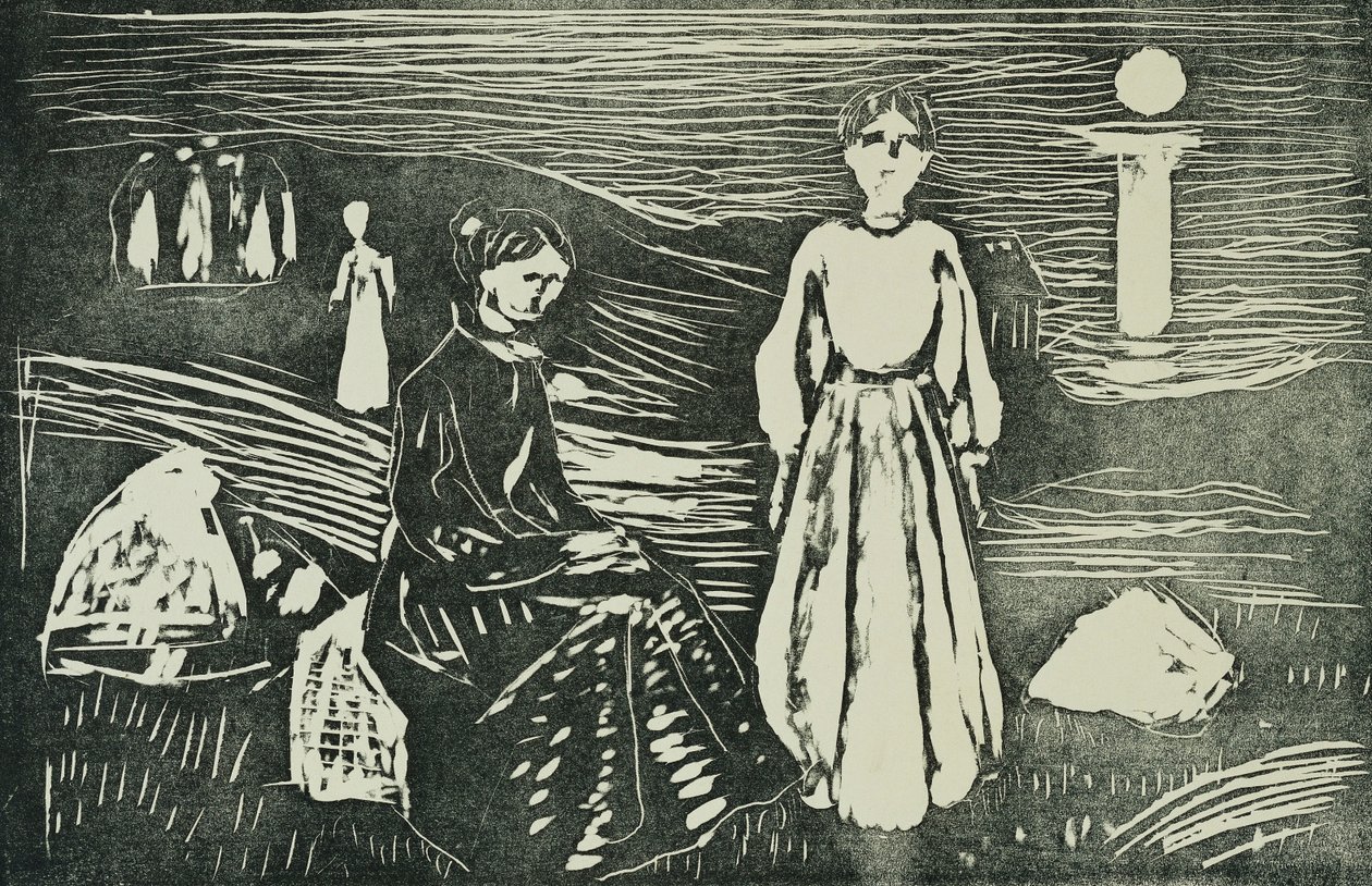Donne sulla Spiaggia di Notte d