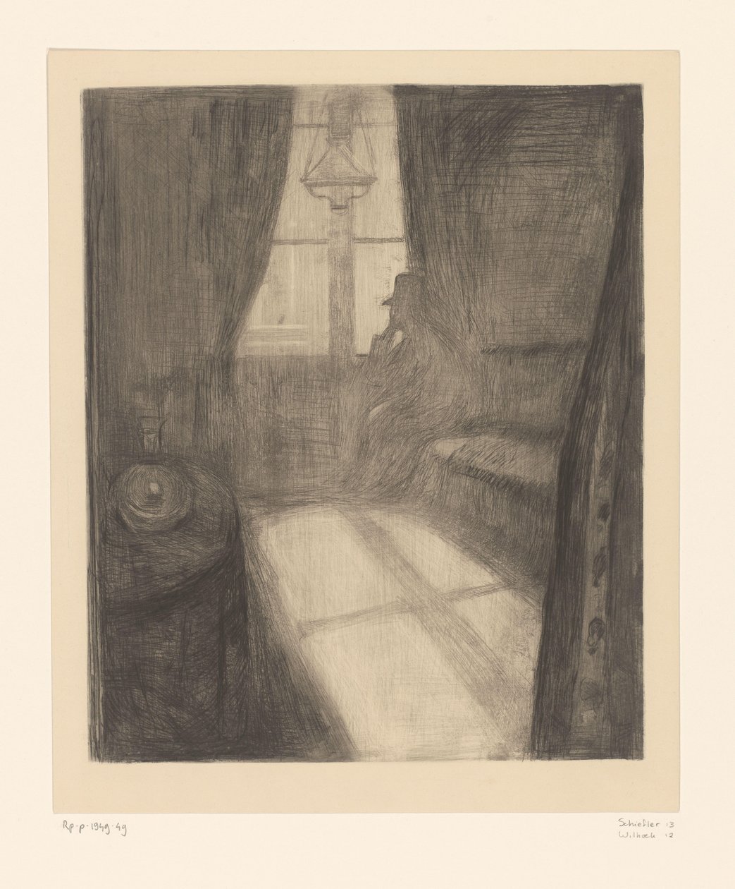 Uomo in un interno seduto vicino alla finestra da Edvard Munch
