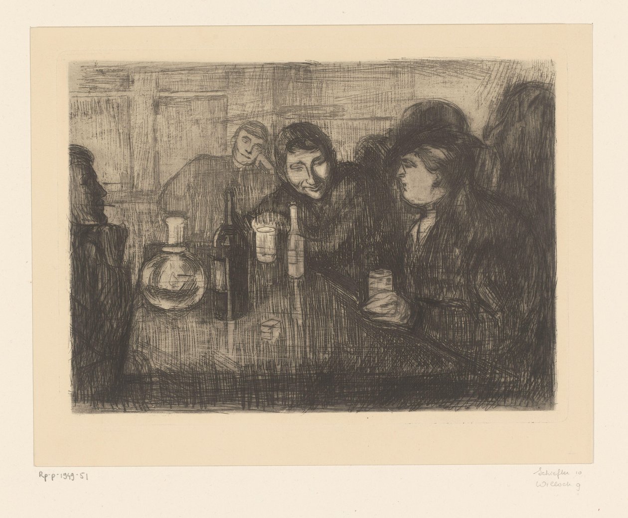 Uomini intorno a un tavolo in un caffè da Edvard Munch