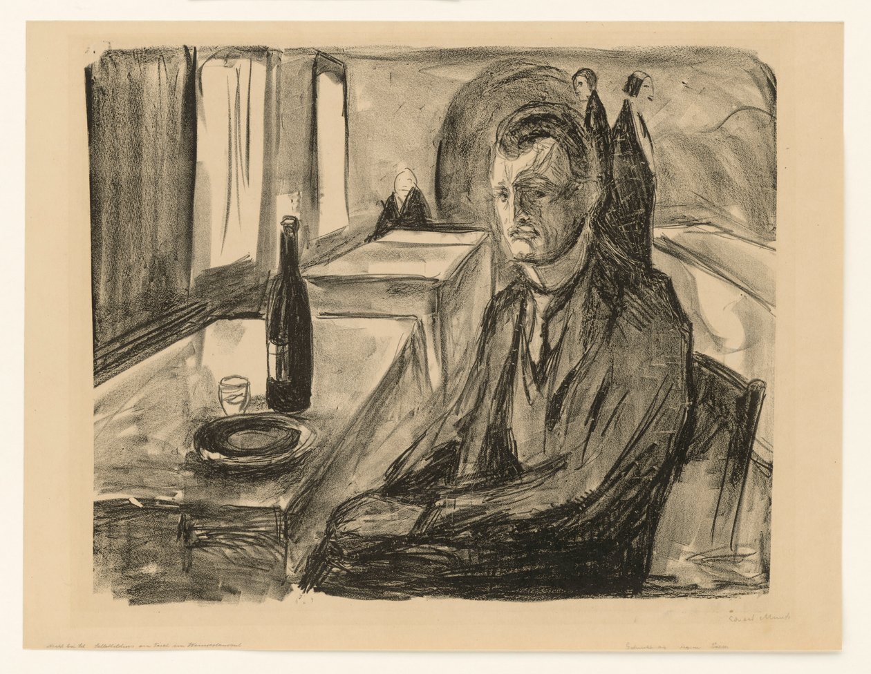 Autoritratto con bottiglia di vino da Edvard Munch