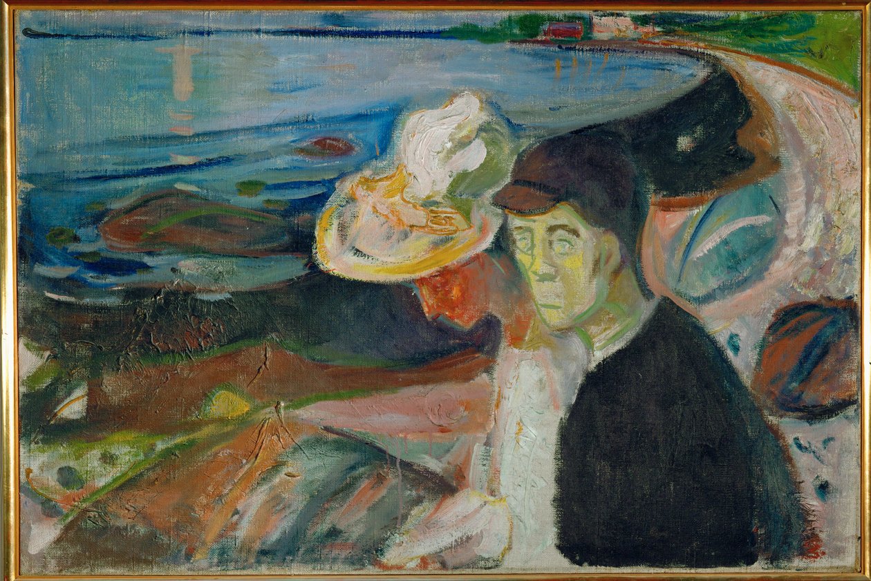 Due persone sulla riva (dipinto su tela) da Edvard Munch