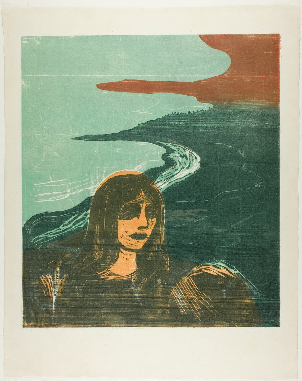 Testa di donna contro la riva da Edvard Munch