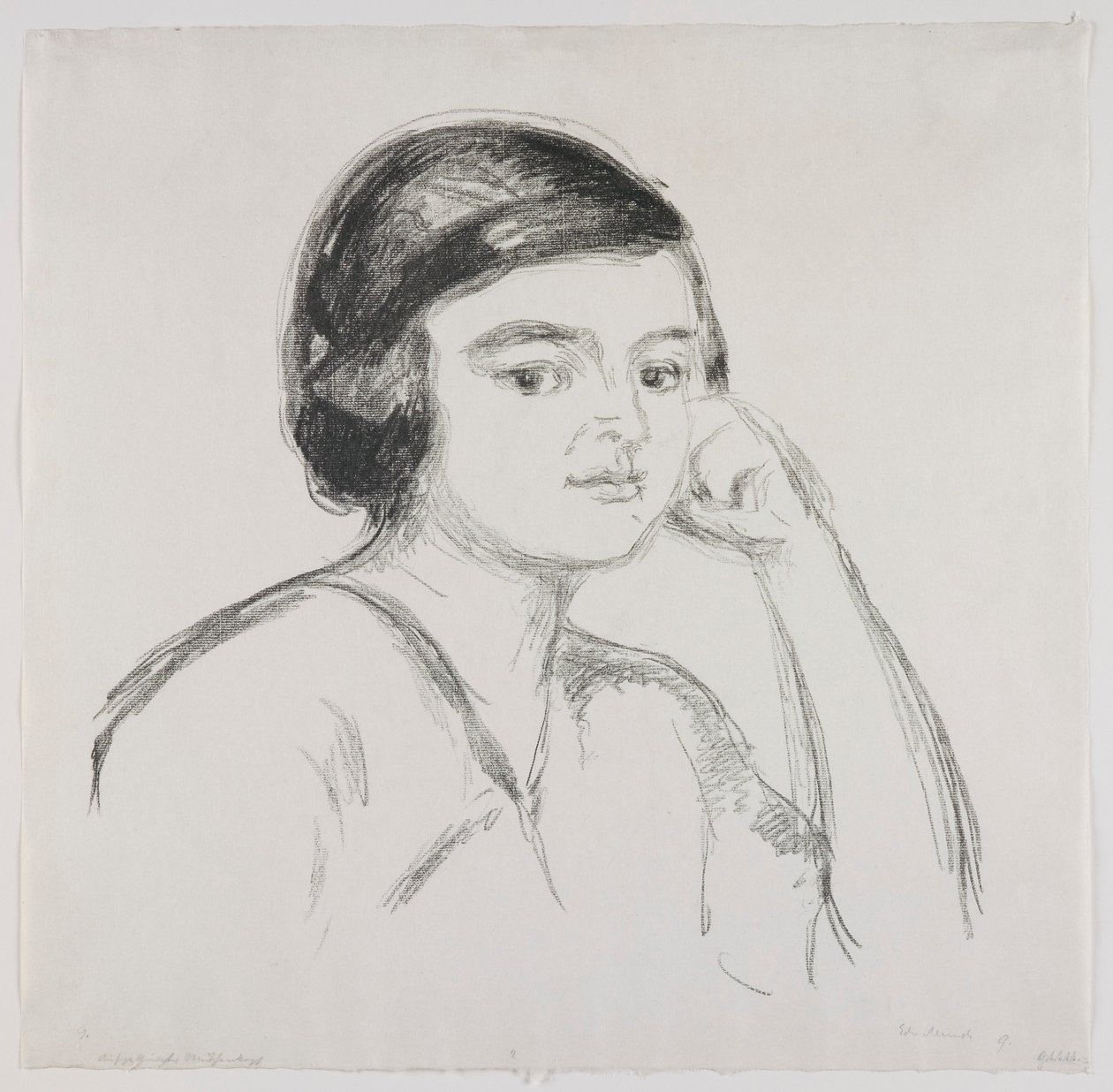 Giovane donna con la mano sulla guancia da Edvard Munch