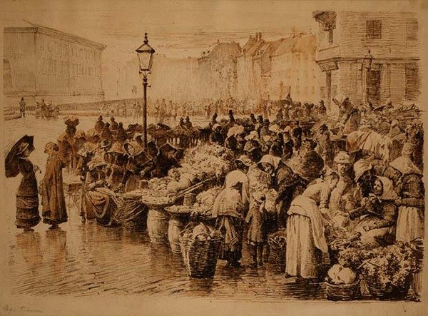Il mercato delle verdure, Copenaghen da Edvard Petersen