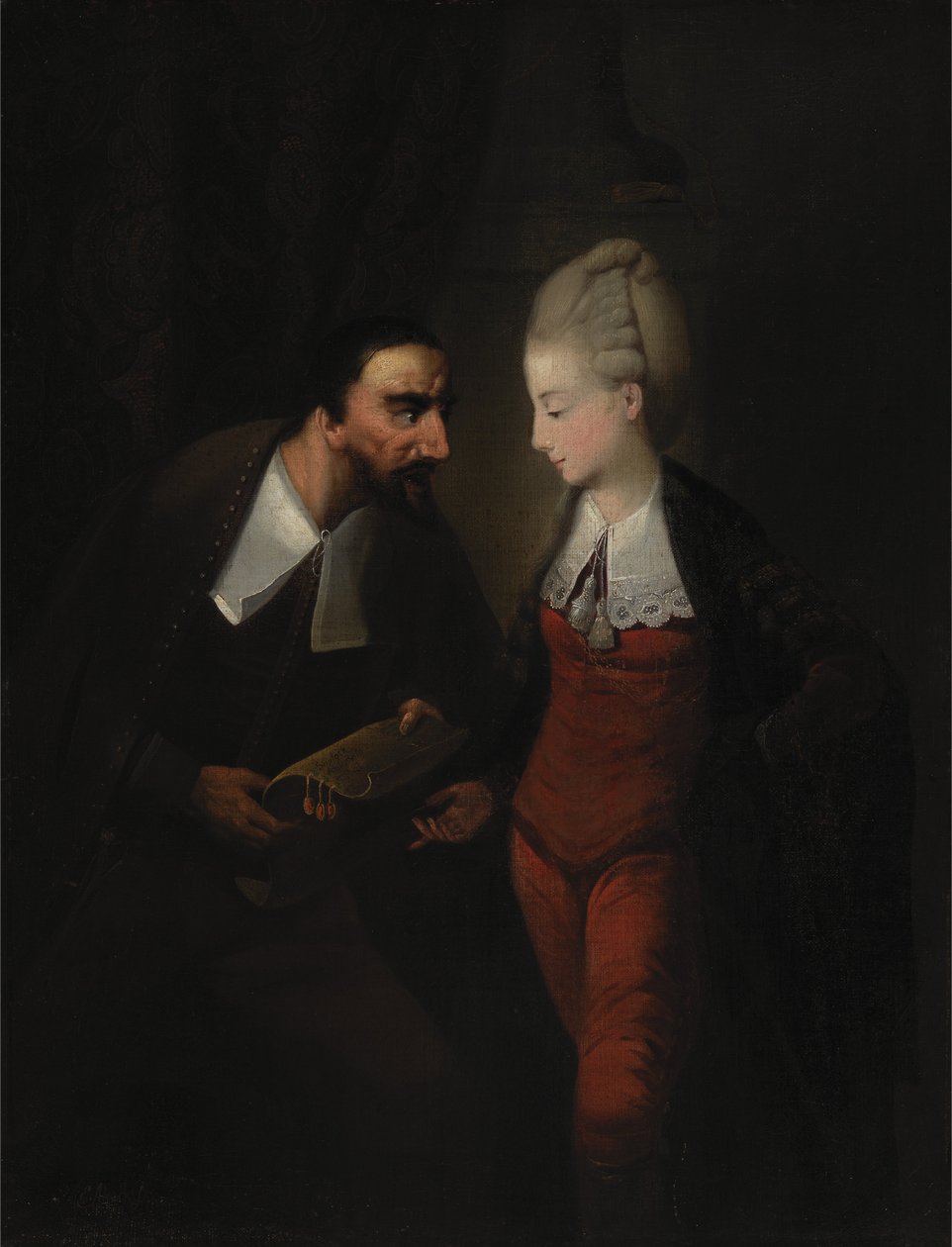 Portia e Shylock, da Il mercante di Venezia di Shakespeare, IV, i da Edward Alcock