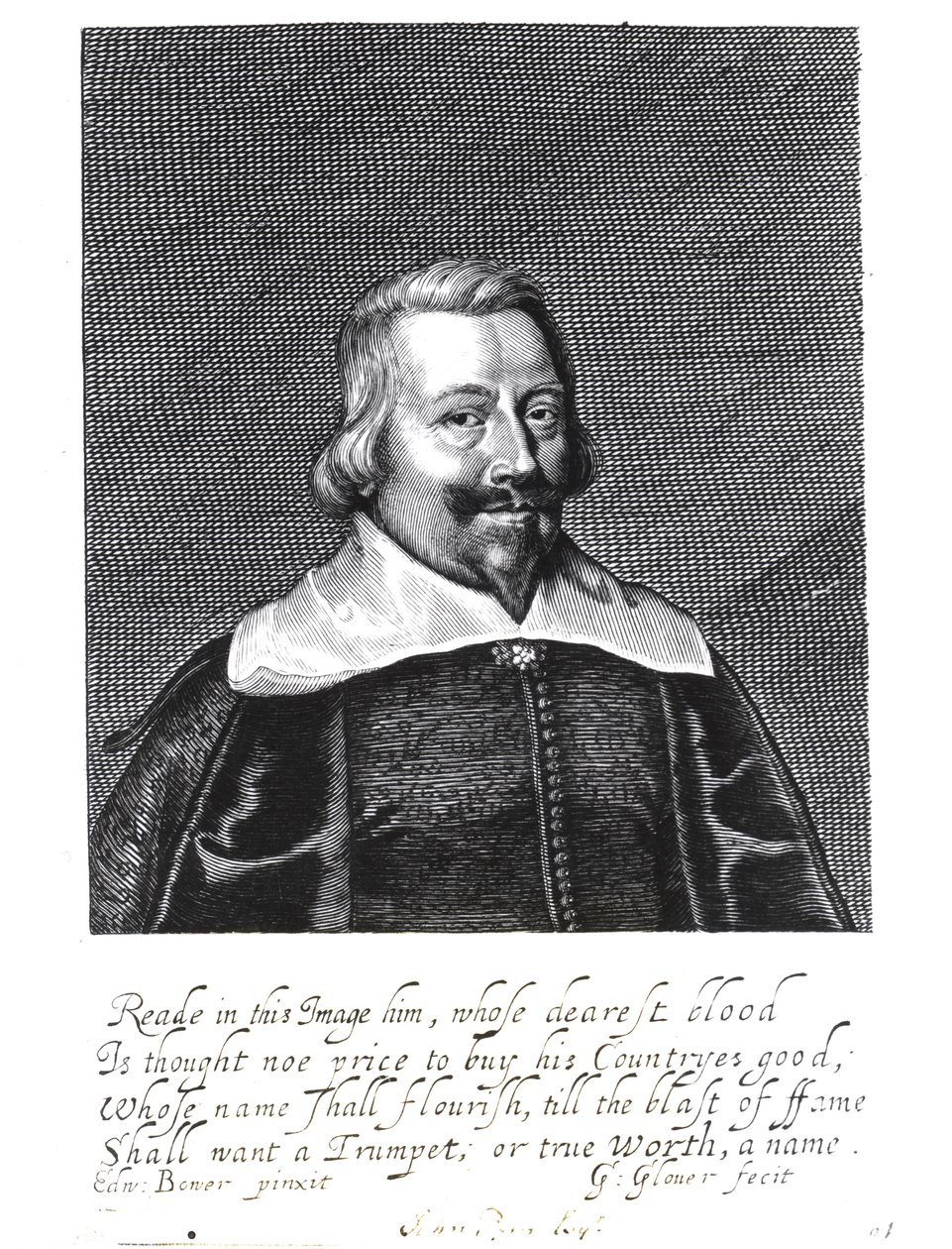 Ritratto di John Pym (c.1584-1643) inciso da George Glover da Edward Bower