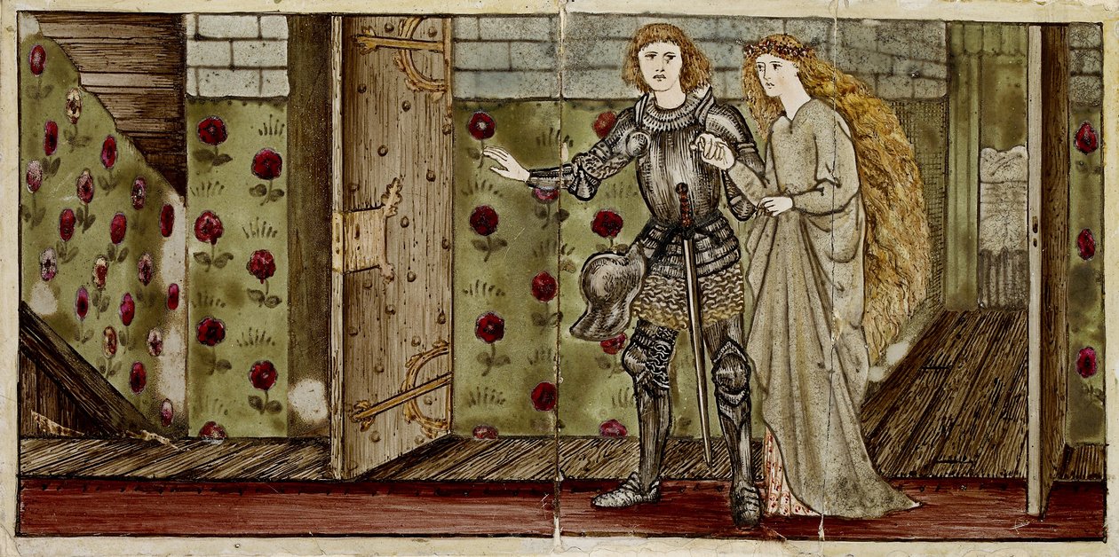 Un set di sedici piastrelle disposte in coppie per formare otto illustrazioni della storia di 