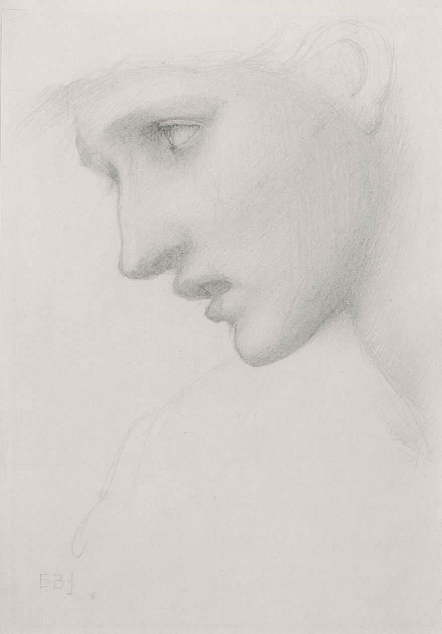 Testa femminile di profilo a sinistra da Edward Burne Jones