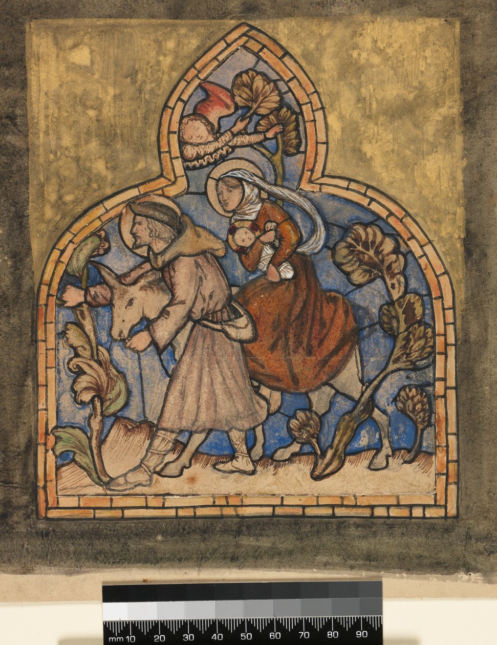 La fuga in Egitto, 1862, disegno per una vetrata da Edward Burne Jones
