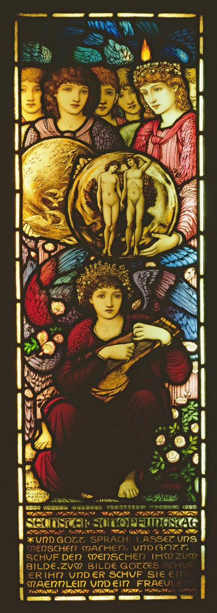 Finestra che raffigura Il Sesto Giorno della Creazione, 1913 da Edward Burne Jones