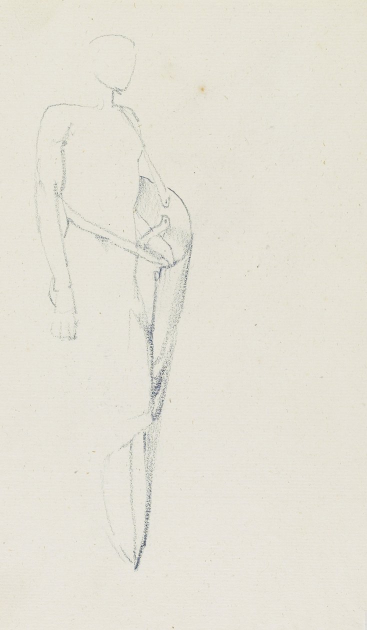 Studio di maschio con scudo (recto) e torso femminile, retro (verso), pagine 81 e 82 da un libro di studi, c. 1880-1890 da Edward Burne Jones