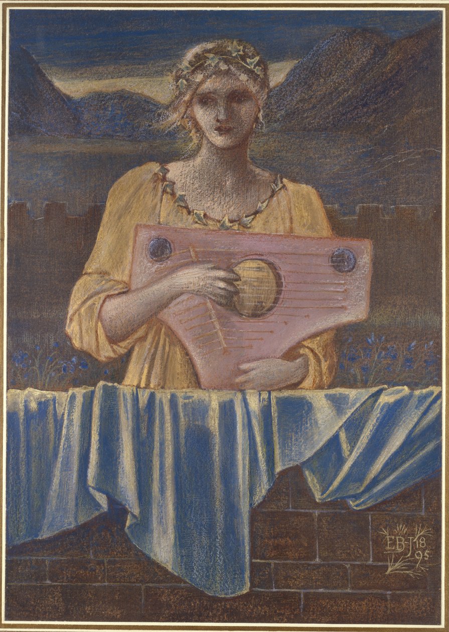 Studio di una donna con uno strumento musicale, 1895 da Edward Burne Jones