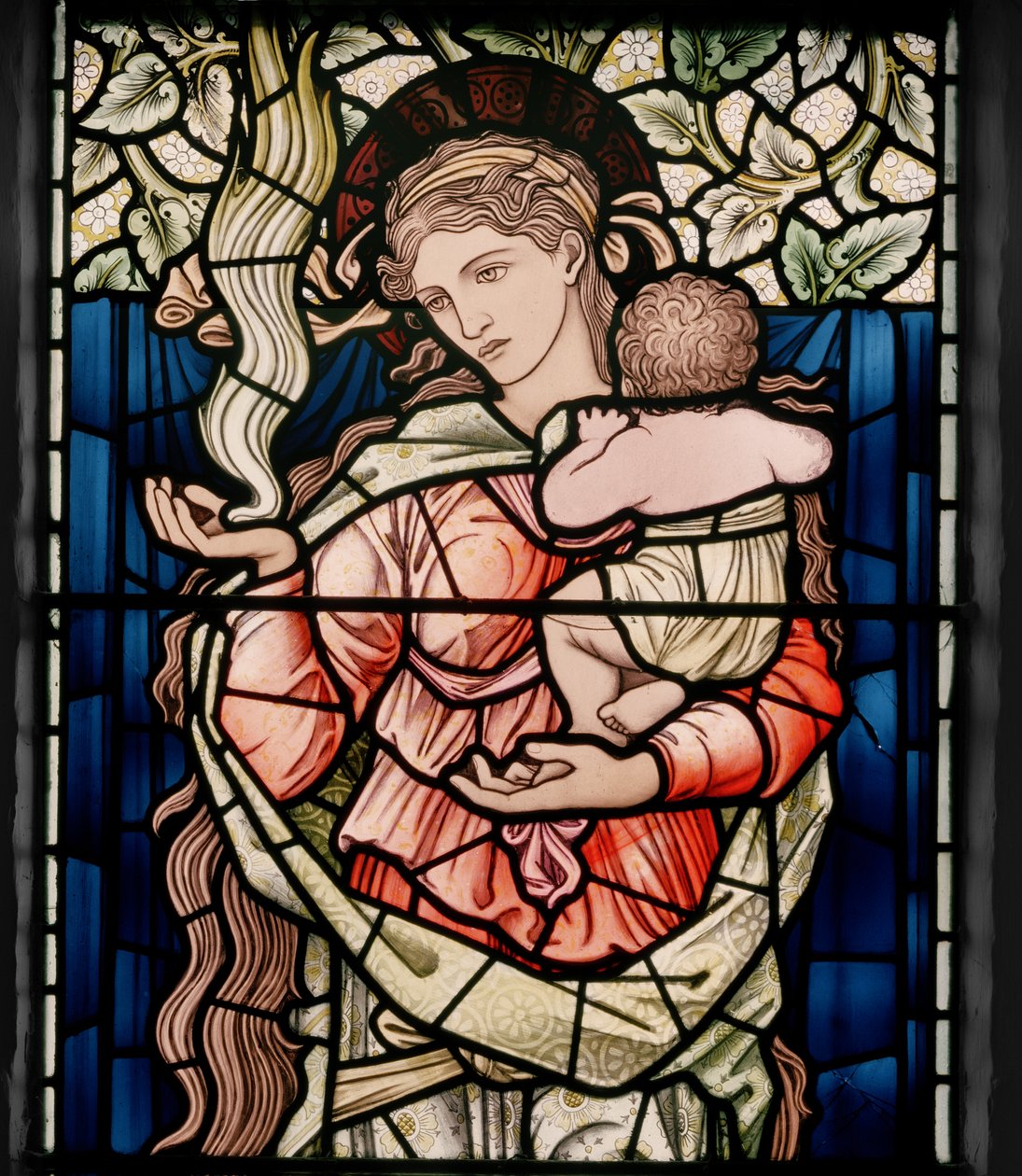 Birmingham, Ward End, Santa Margherita, Morris & Co., Edward Burne-Jones, John Henry Dearle, Carità, dettaglio, 1902, Stokes da Edward Coley and Dearle Burne-Jones