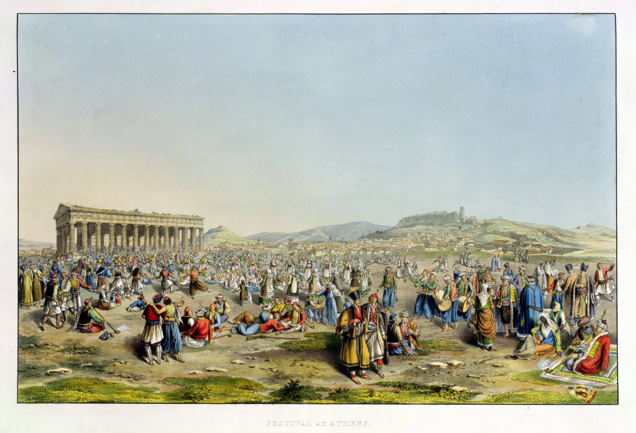 Festival ad Atene, pub. da J. Rodwell, 1830 da Edward Dodwell