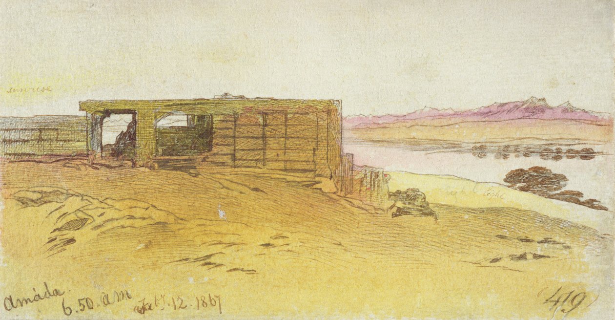 Amada, 6:50am, 12 febbraio 1867 (penna e inchiostro marrone con acquerello su grafite) da Edward Lear