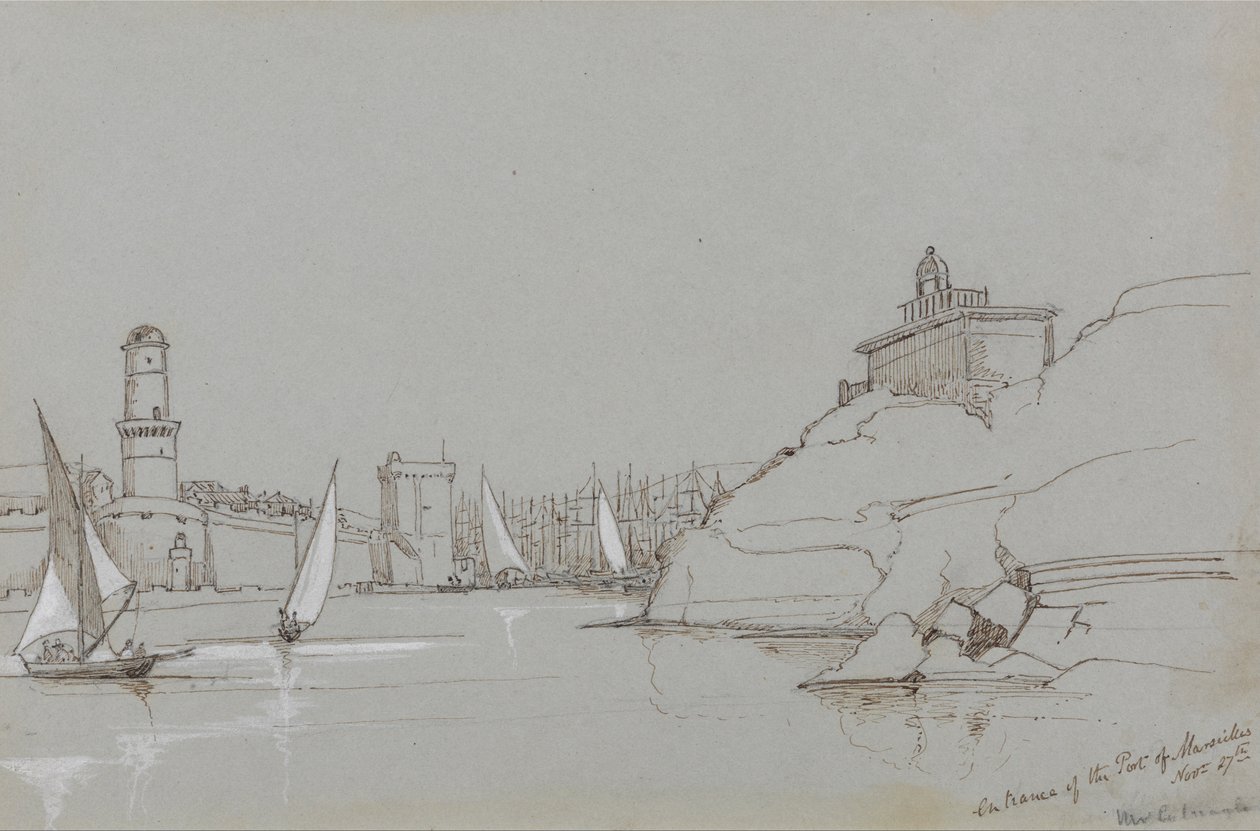 Ingresso al porto di Marsiglia da Edward Lear