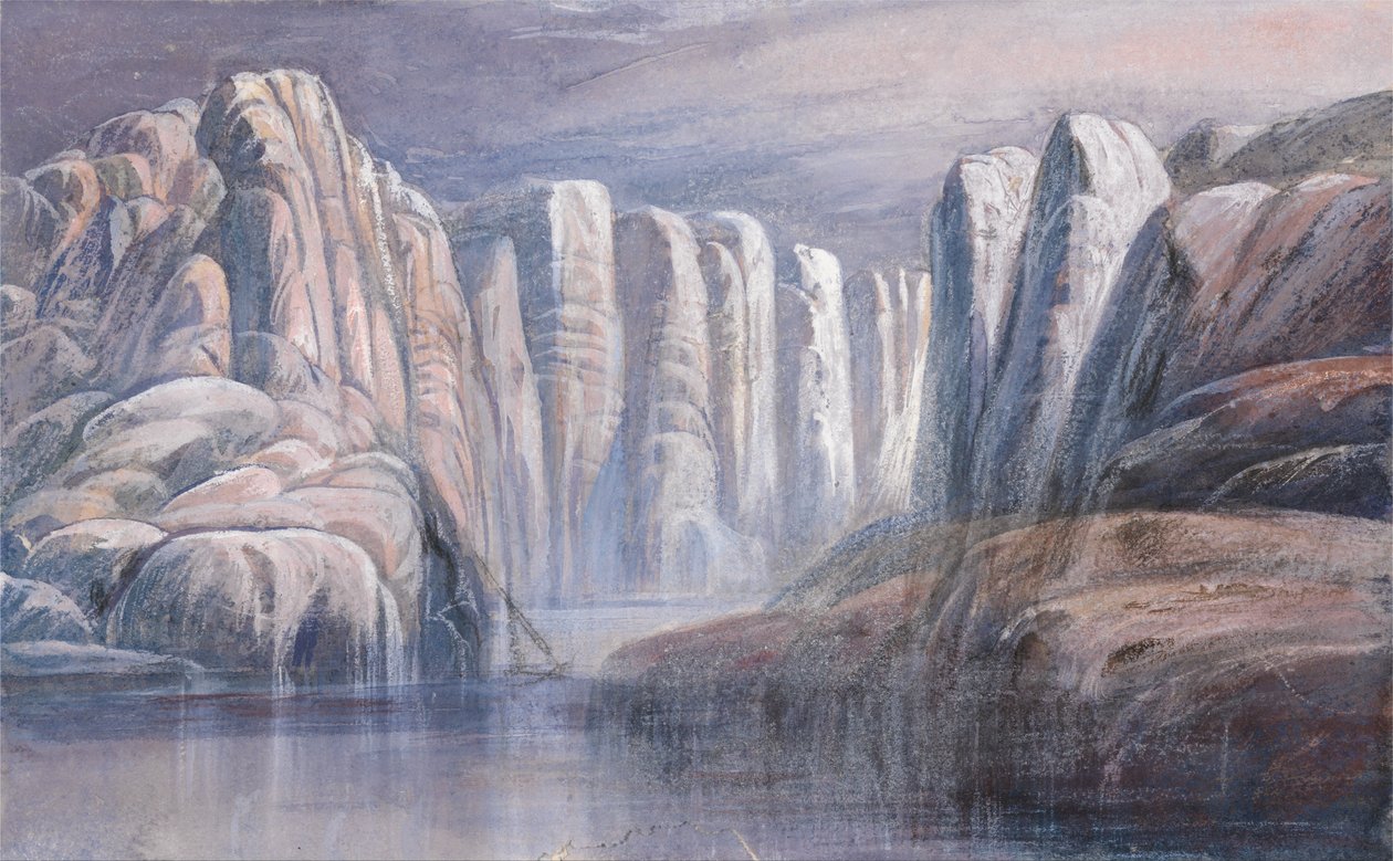 Passaggio fluviale, tra scogliere rocciose desolate da Edward Lear