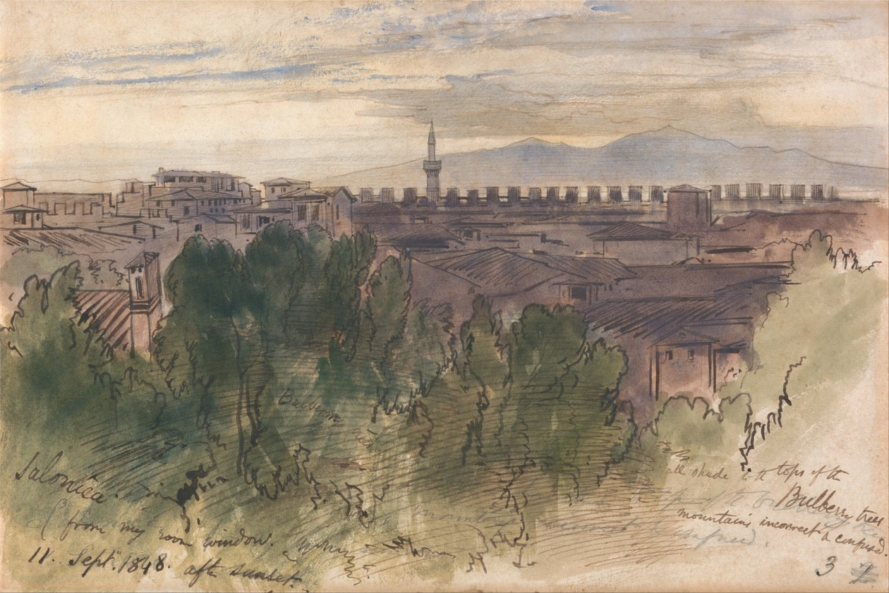 Salonica, dalla finestra della mia stanza, 11 settembre 1848, dopo il tramonto da Edward Lear