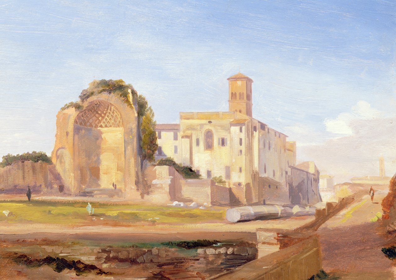 Il Tempio di Venere e Roma, Roma, 1840 da Edward Lear