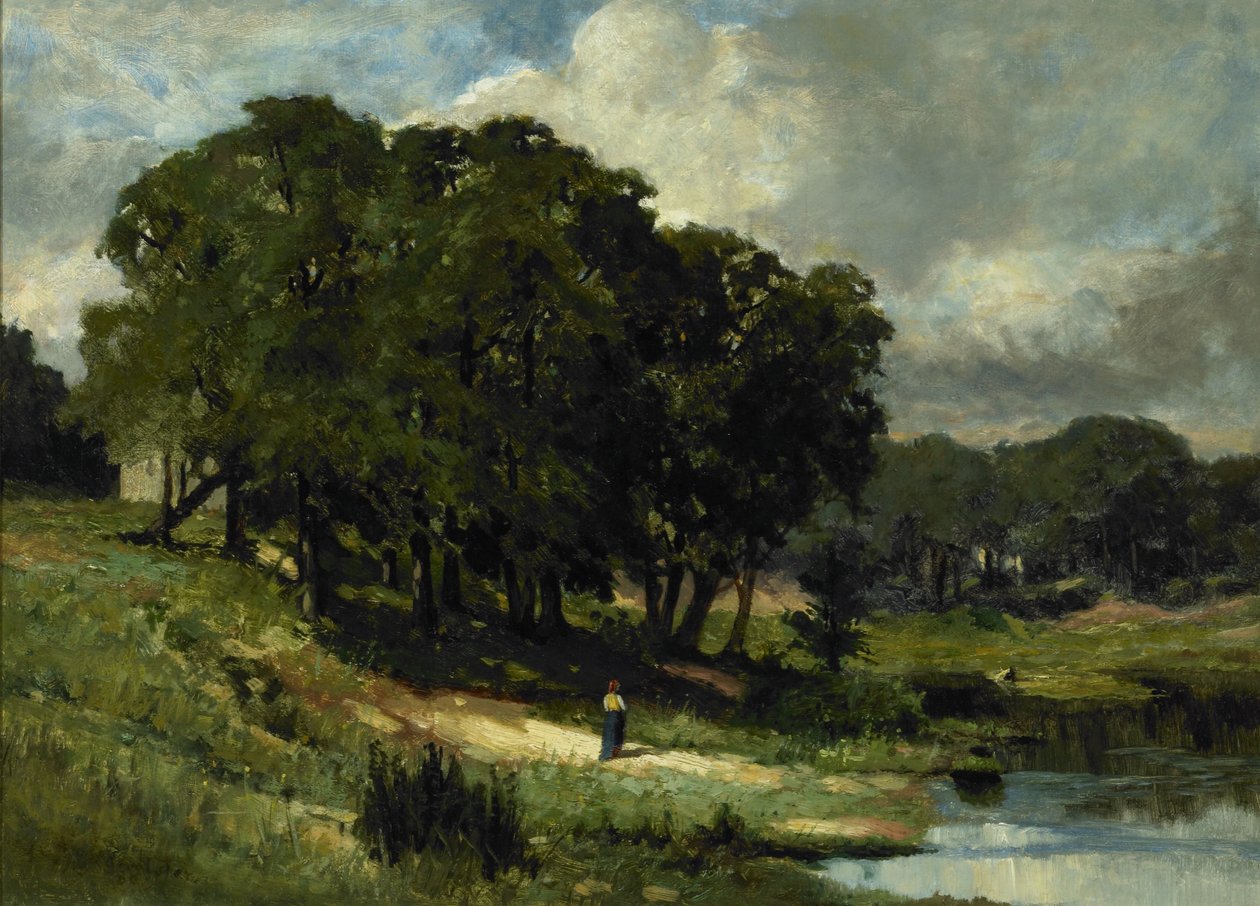 Donna in piedi vicino a uno stagno da Edward Mitchell Bannister