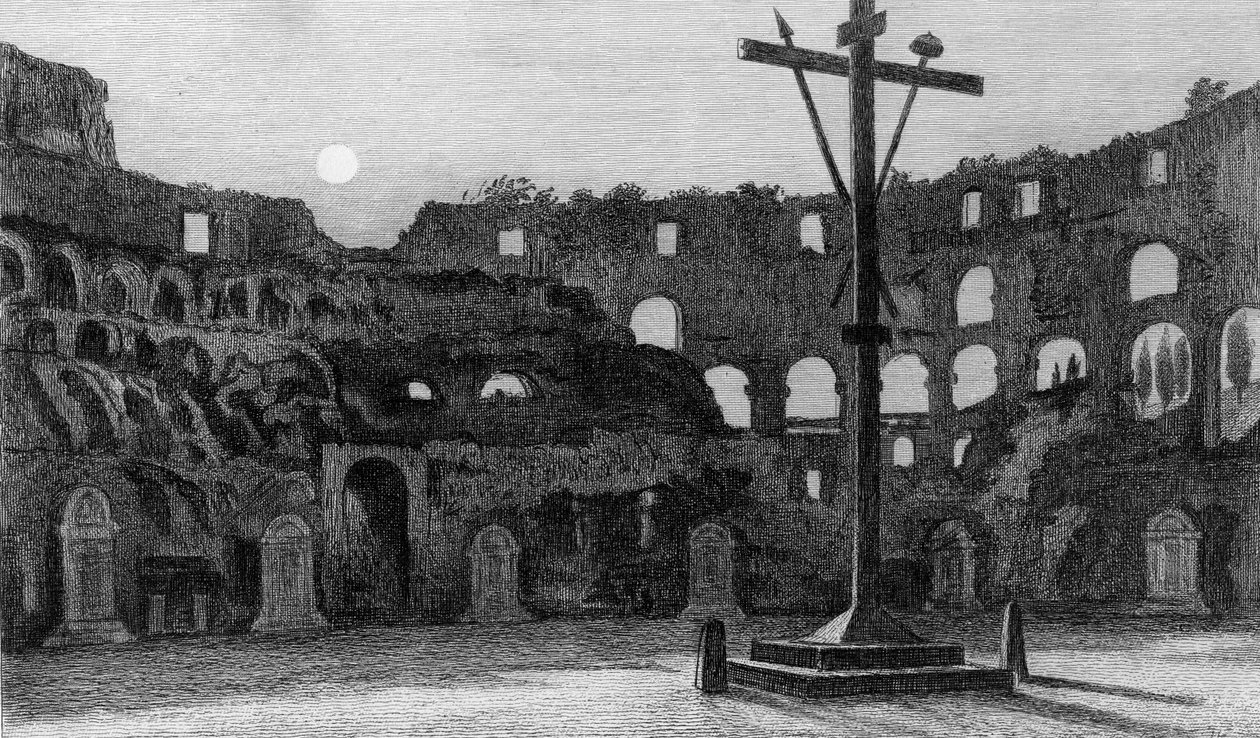 Il Colosseo al chiaro di luna, inciso da Charles George Lewis da Edward William Cooke