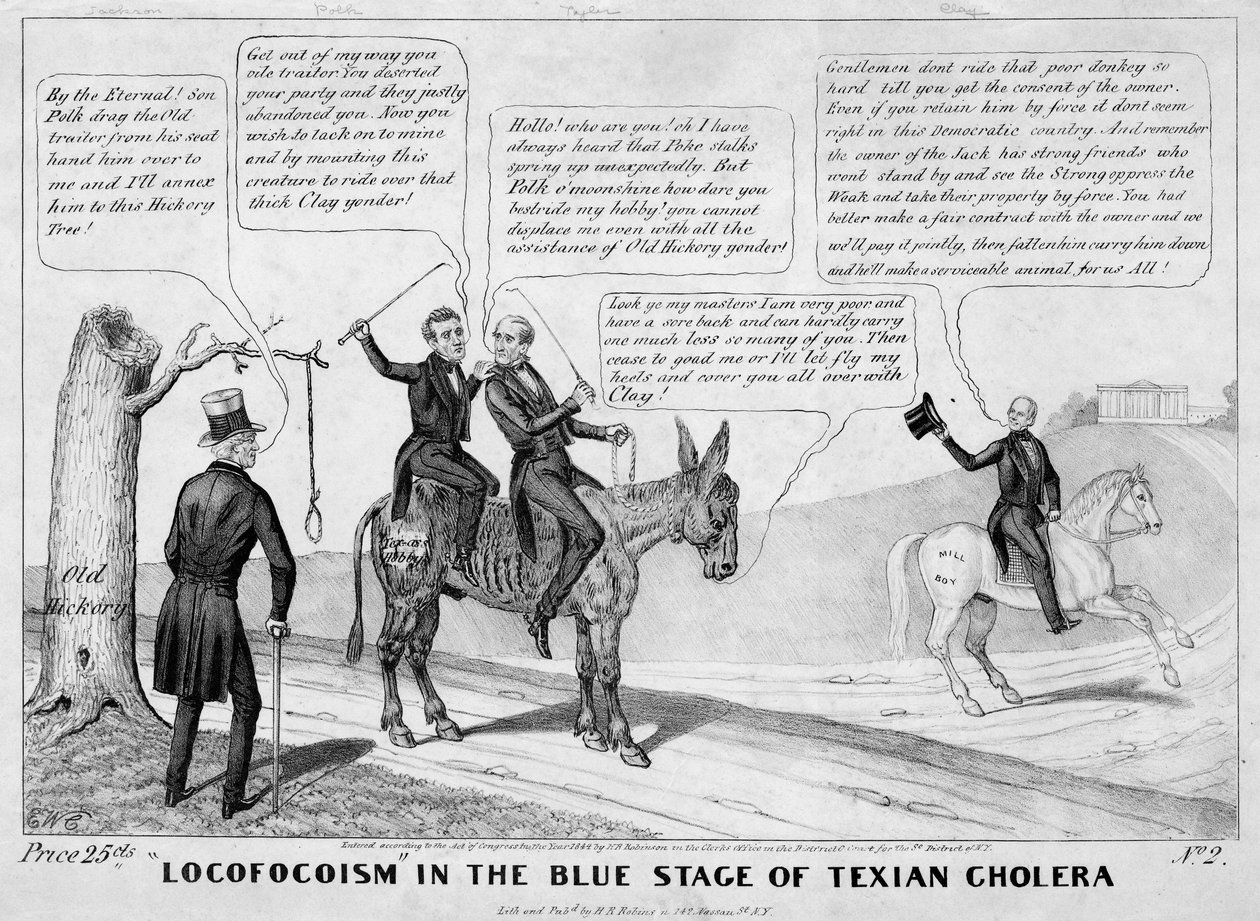 Locofocoismo nella fase blu del colera texano, pubblicato da H R Robinson, New York, 1844 da Edward Williams Clay
