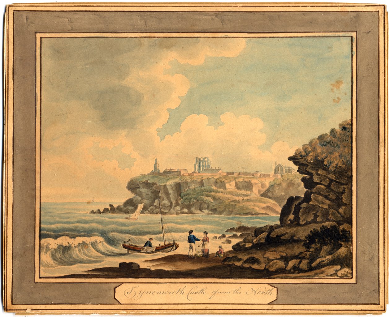 Castello di Tynemouth dal nord, inizio XIX secolo da Edward (after) Dayes
