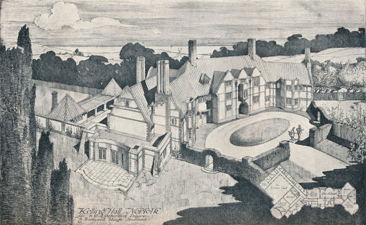 Kelling Hall, Norfolk. E Brantwood Maufe, A.R.I.B.A., Architetto, c1912 da Edward Brantwood Maufe