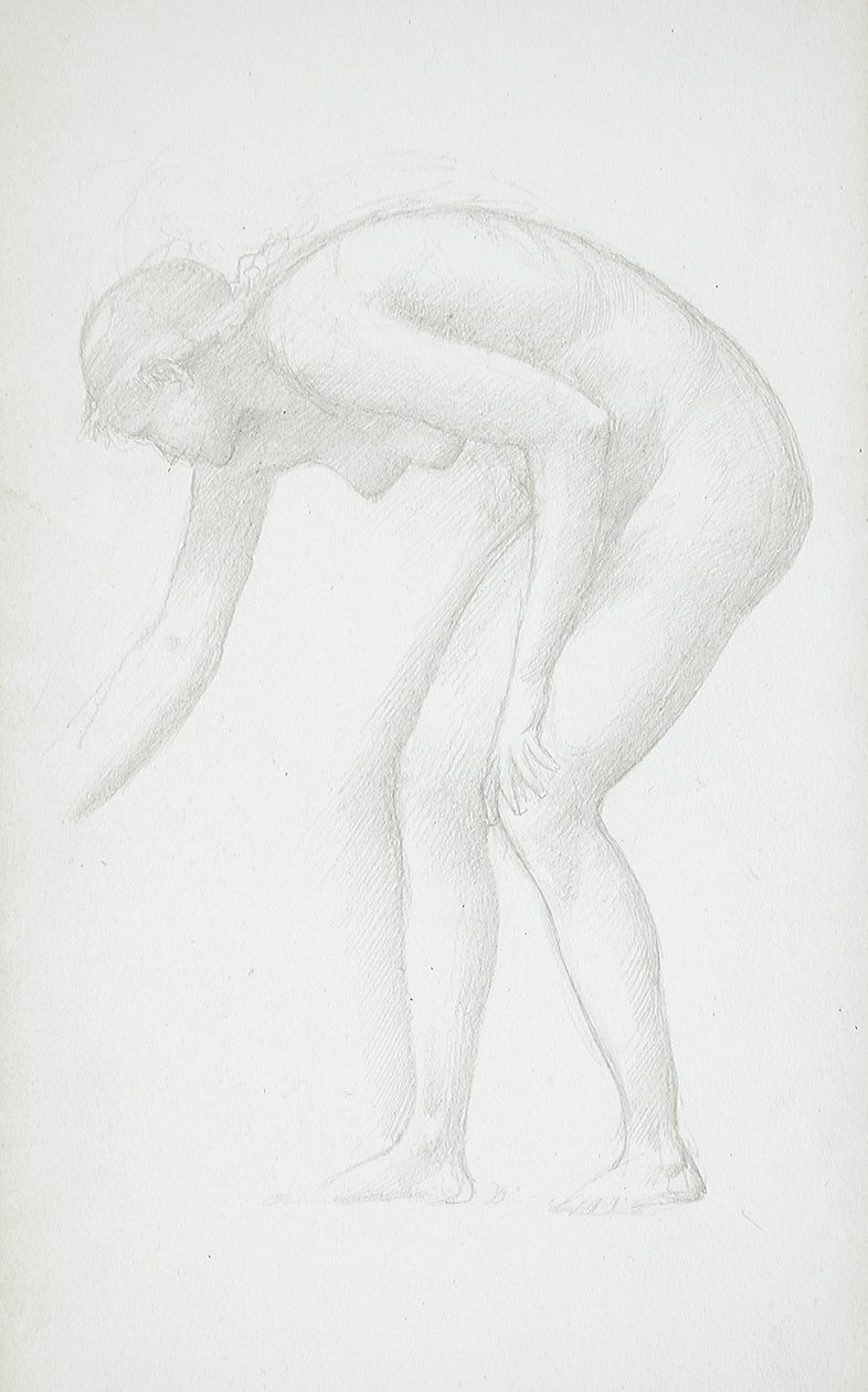 Nudo femminile in posizione ricurva da Edward Burne-Jones