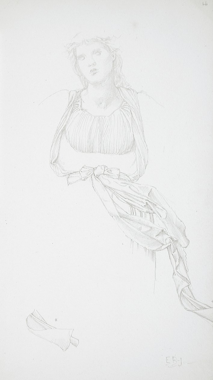 Studio di torso femminile e drappeggio da Edward Burne-Jones
