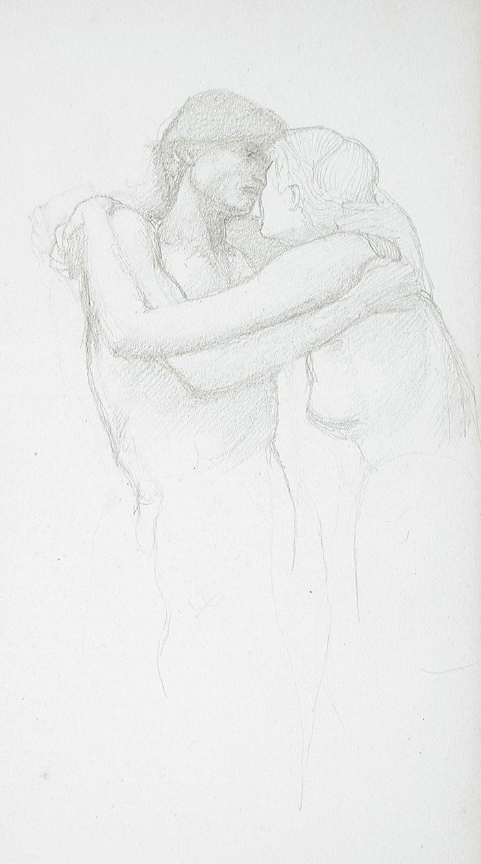Coppia nuda che si abbraccia da Edward Burne-Jones