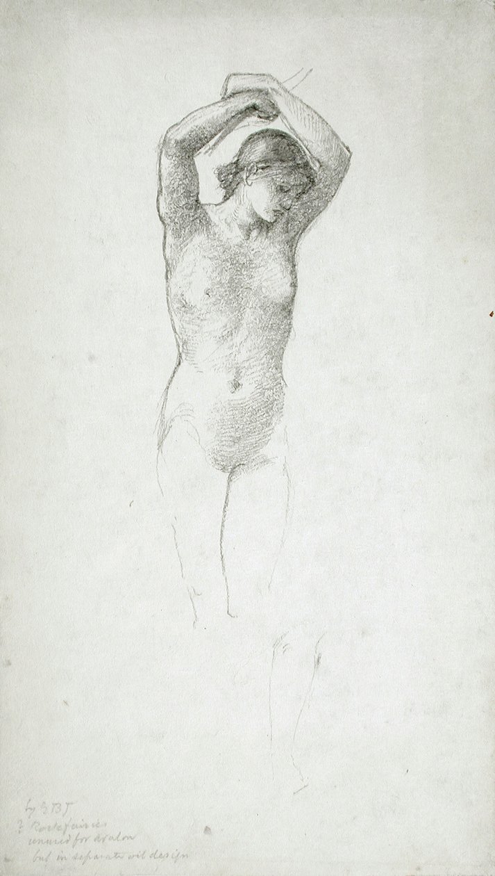 Nudo femminile in piedi con le braccia alzate da Edward Burne-Jones