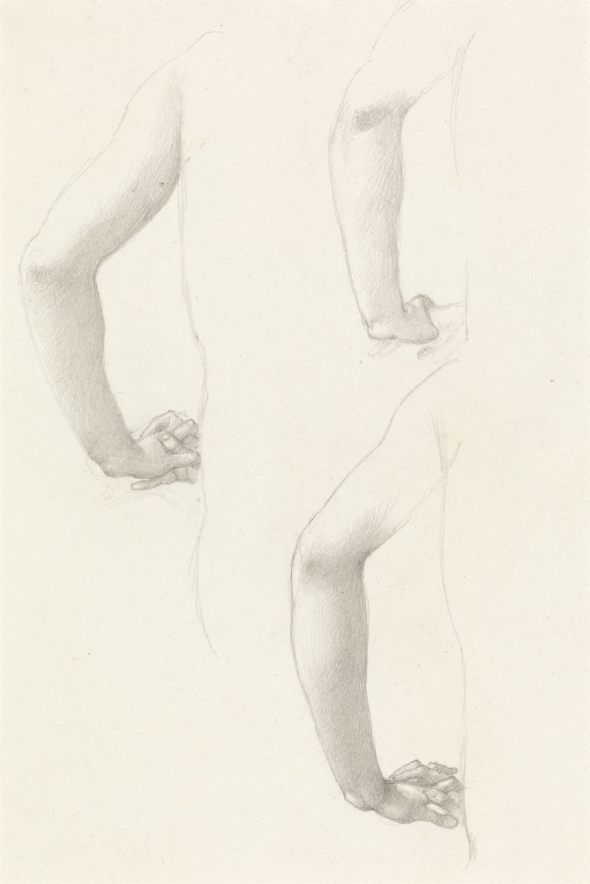 Studi di un braccio e mani da Edward Burne-Jones