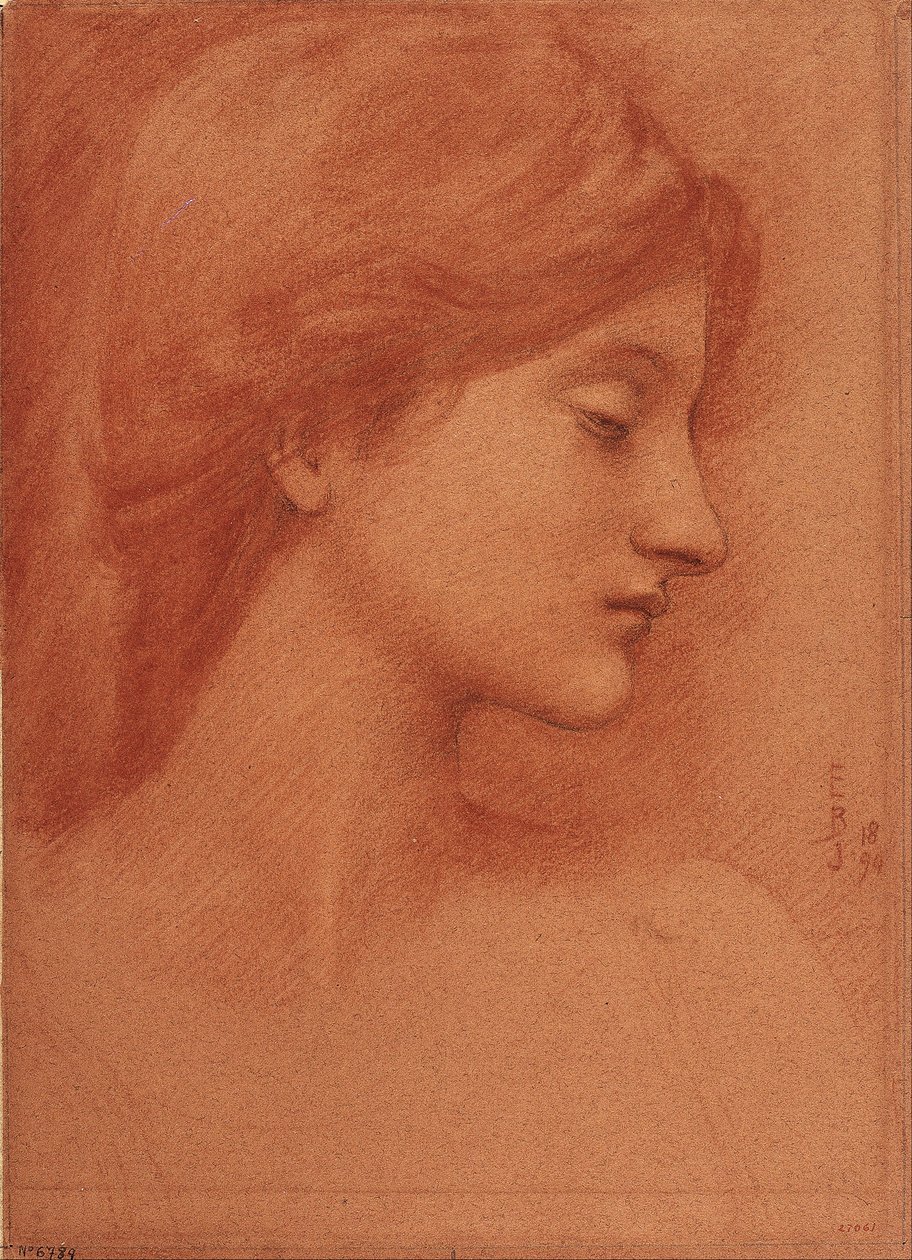 Studio di una testa femminile da Edward Burne-Jones