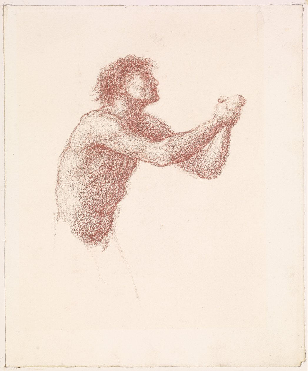 La collina di Venere - Nudo maschile - Studio di uno dei mietitori per Mietitori che si appellano a Venere da Edward Burne-Jones