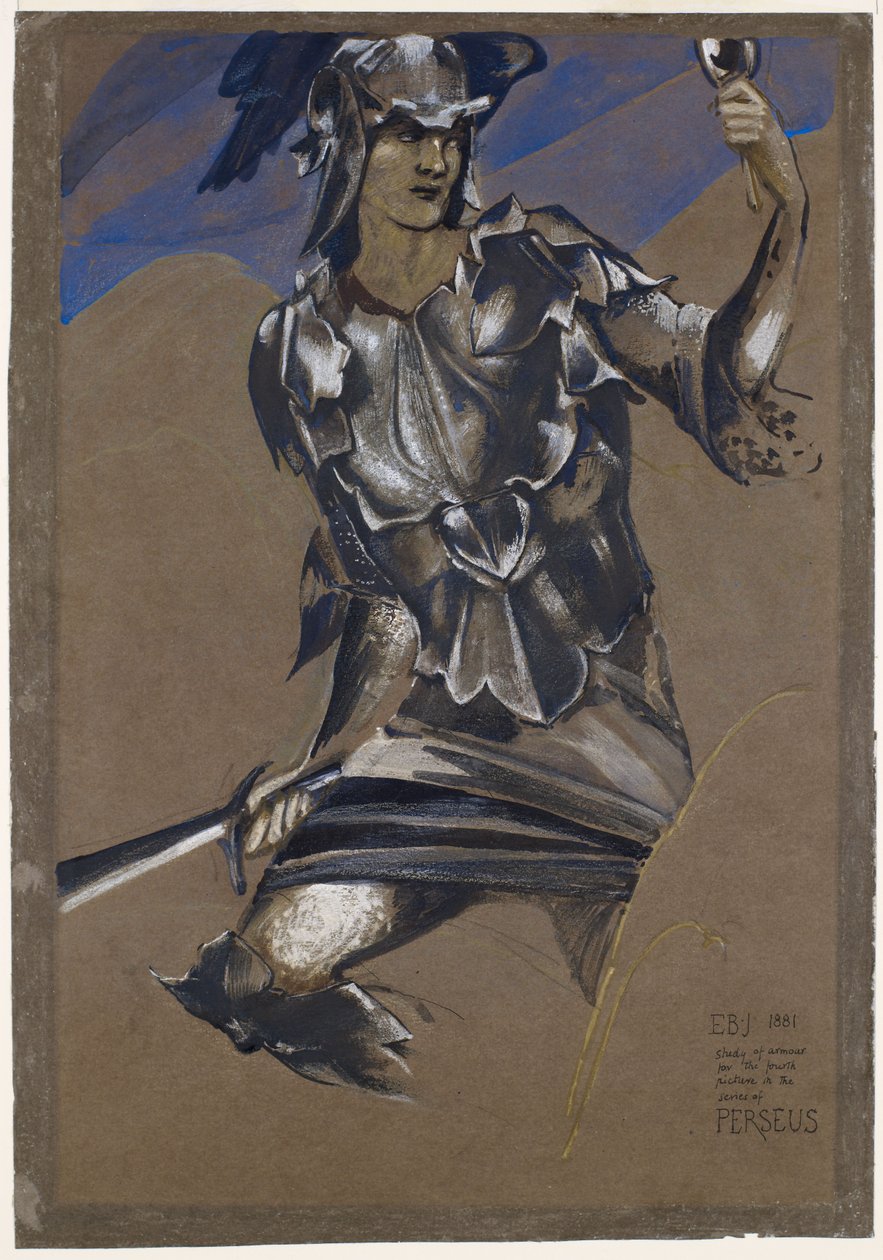 La serie di Perseo - Studio di Perseo in armatura per Il ritrovamento di Medusa da Edward Burne-Jones