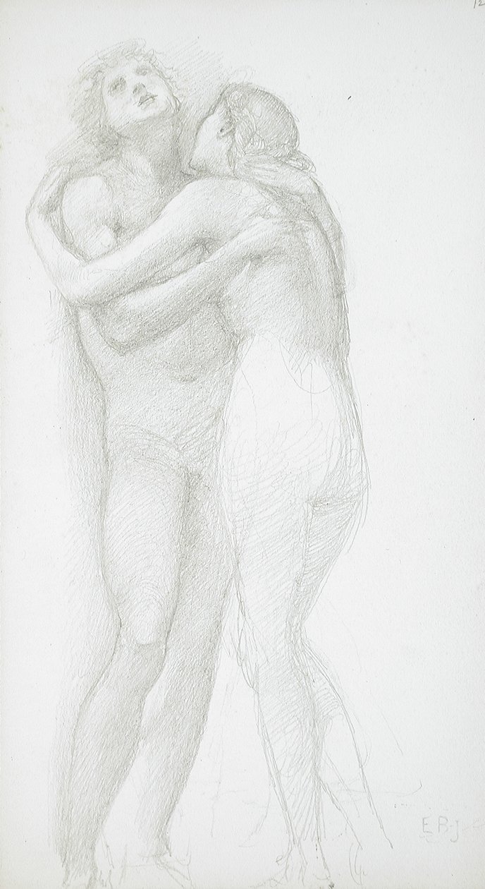 Due nudi che si abbracciano da Edward Burne-Jones